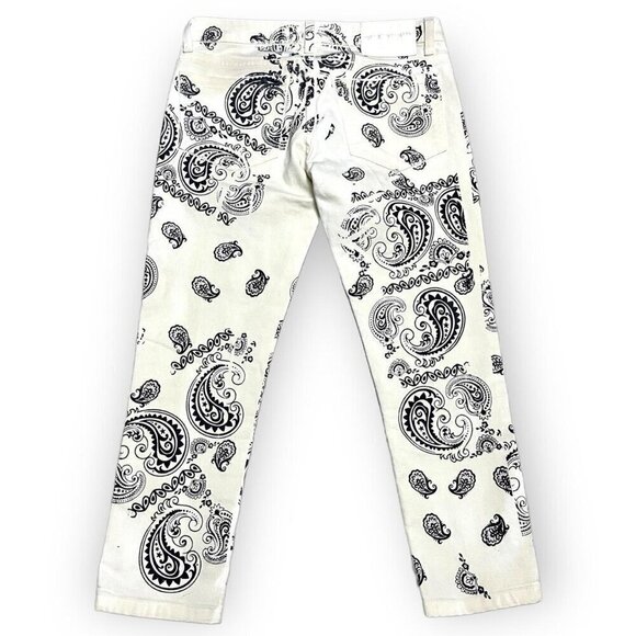 Pierre Balmain Low Rise Skinny Leg Paisley Luxury Designer Denim Capri Jeans - Picture 3 of 4
